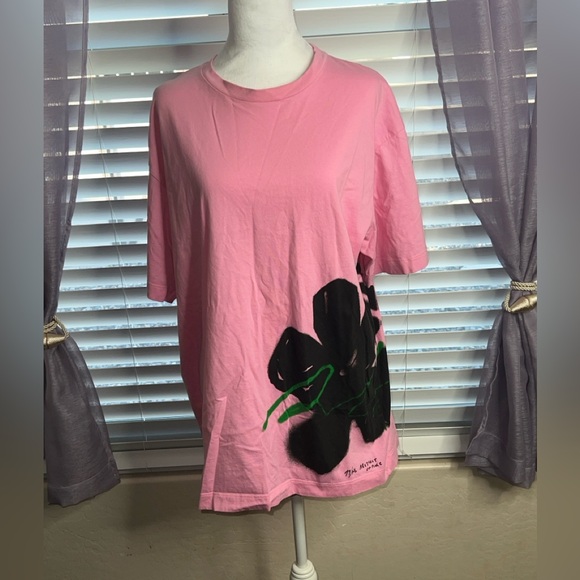 Zara Unisex Oversized Dusty Rose Floral Graphic T-Shirt - Picture 4 of 7